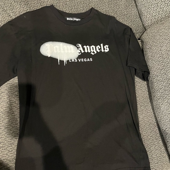 Palm Angels Black Tee with White Las Vegas Design - Picture 1 of 1